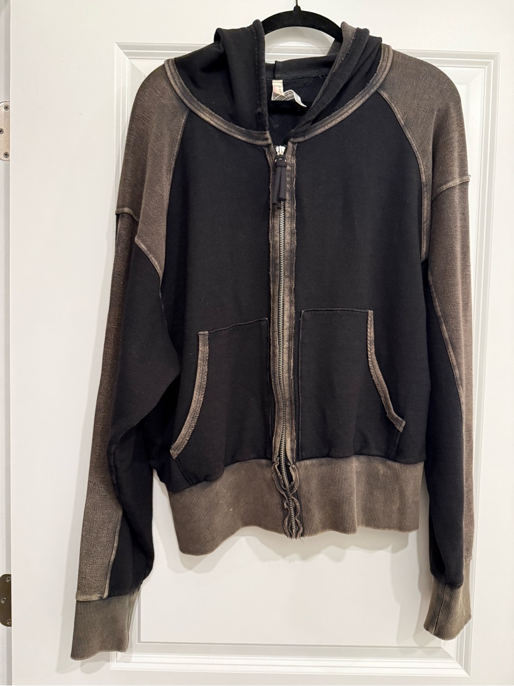 FP Movement by Free People Black and Greyish Brown Washed Zip Hoodie